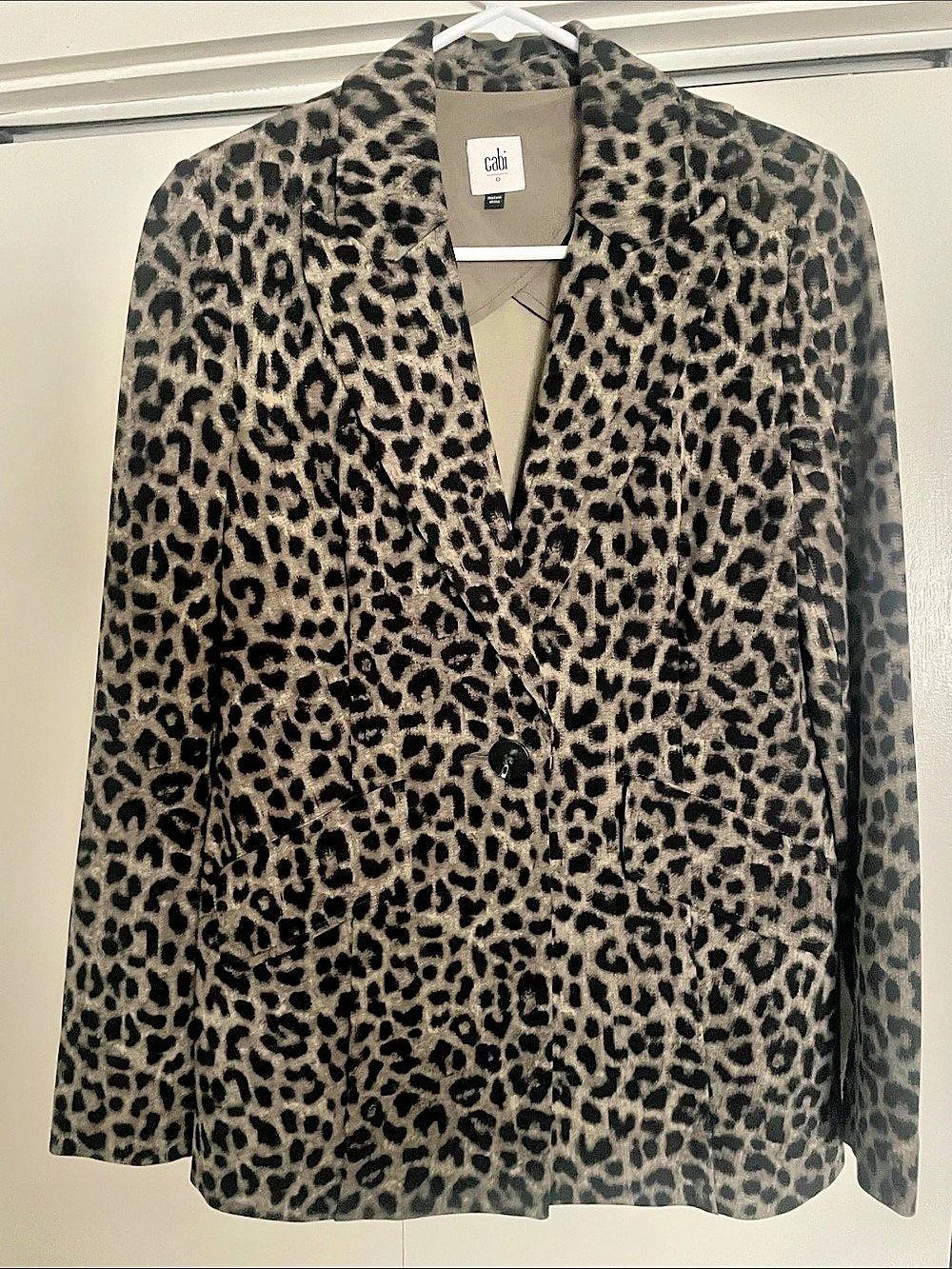 cabi Jungle Jacket Animal Print Blazer Gray & Black